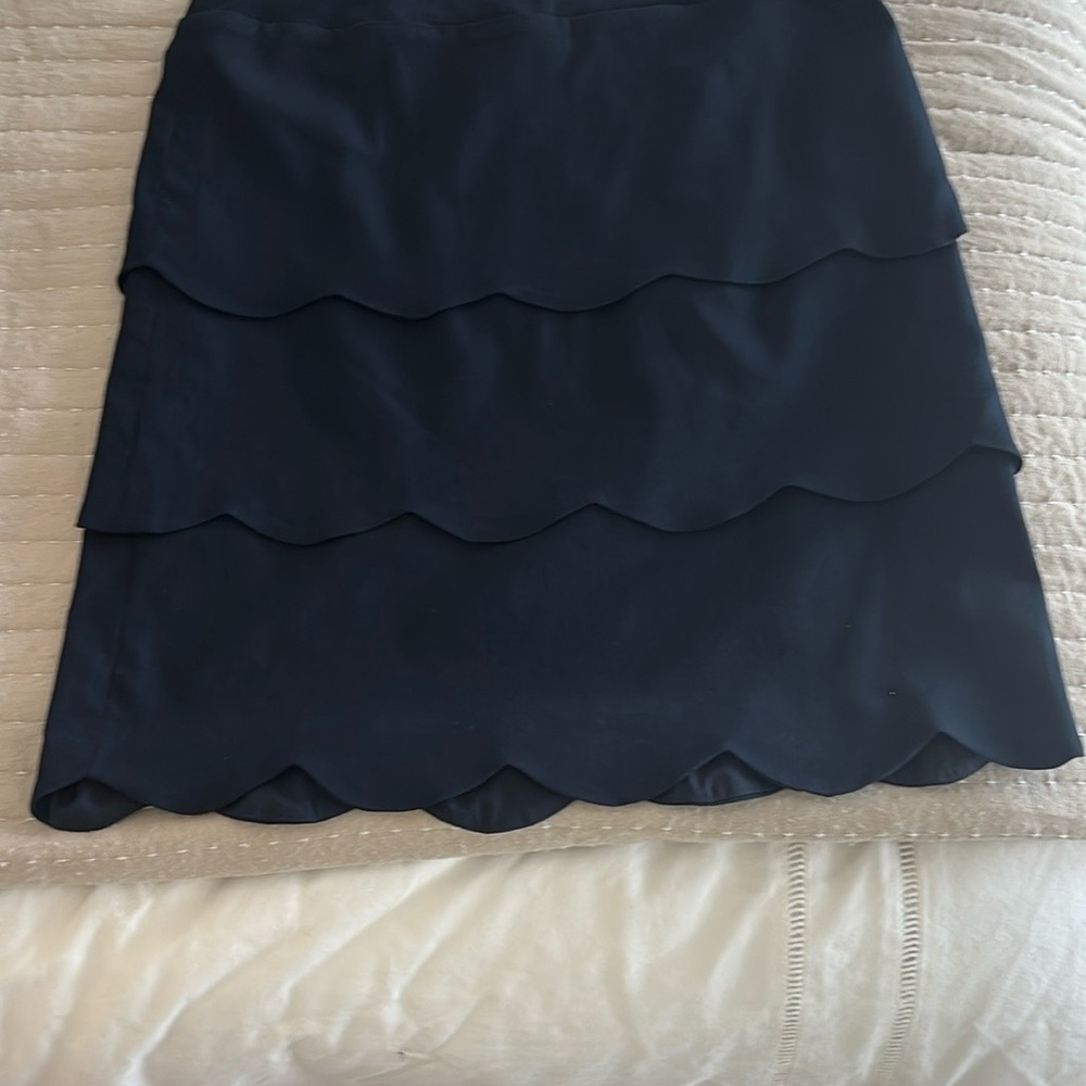 J. McLaughlin Navy Scalloped Mini Skirt